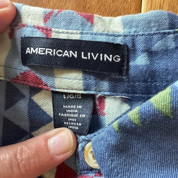 VNTG American Living Button Down Aztec Shirt size Large - Picture 3 of 3